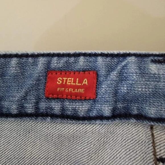 Express Jeans Stella Fit &‎ Flare Distressed Blue Jeans Womans Size 12L - Picture 12 of 15